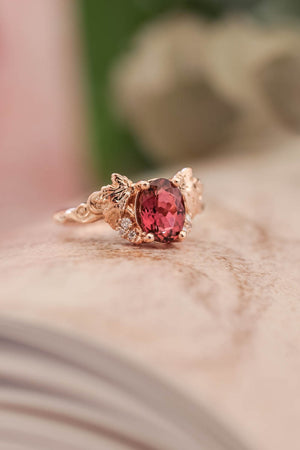 Pink tourmaline and diamonds engagement ring / Vineyard - Eden Garden Jewelry™