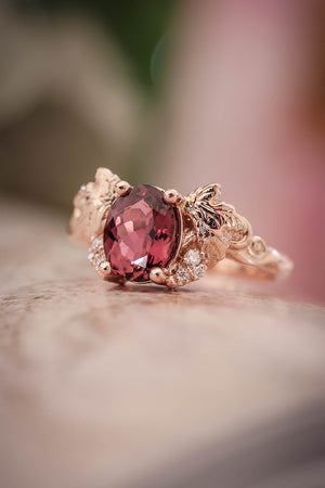 Pink tourmaline and diamonds engagement ring / Vineyard - Eden Garden Jewelry™