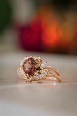 Pink tourmaline and diamonds engagement ring / Adonis - Eden Garden Jewelry™