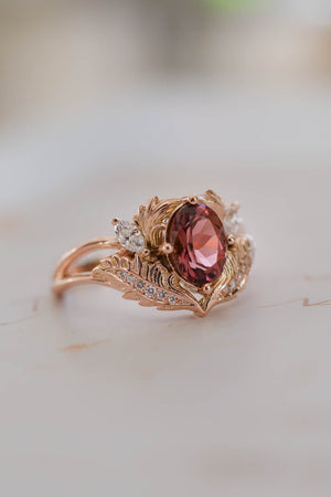 Pink tourmaline and diamonds engagement ring / Adonis - Eden Garden Jewelry™