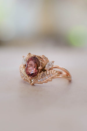 Pink tourmaline and diamonds engagement ring / Adonis - Eden Garden Jewelry™