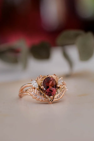 Pink tourmaline and diamonds engagement ring / Adonis - Eden Garden Jewelry™