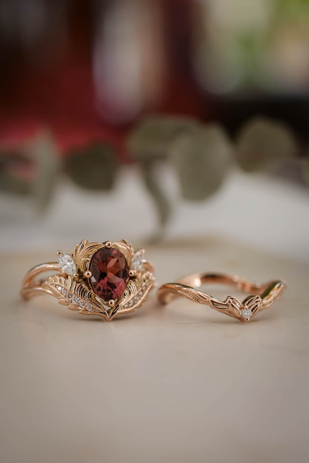 Pink tourmaline and diamonds engagement ring / Adonis - Eden Garden Jewelry™