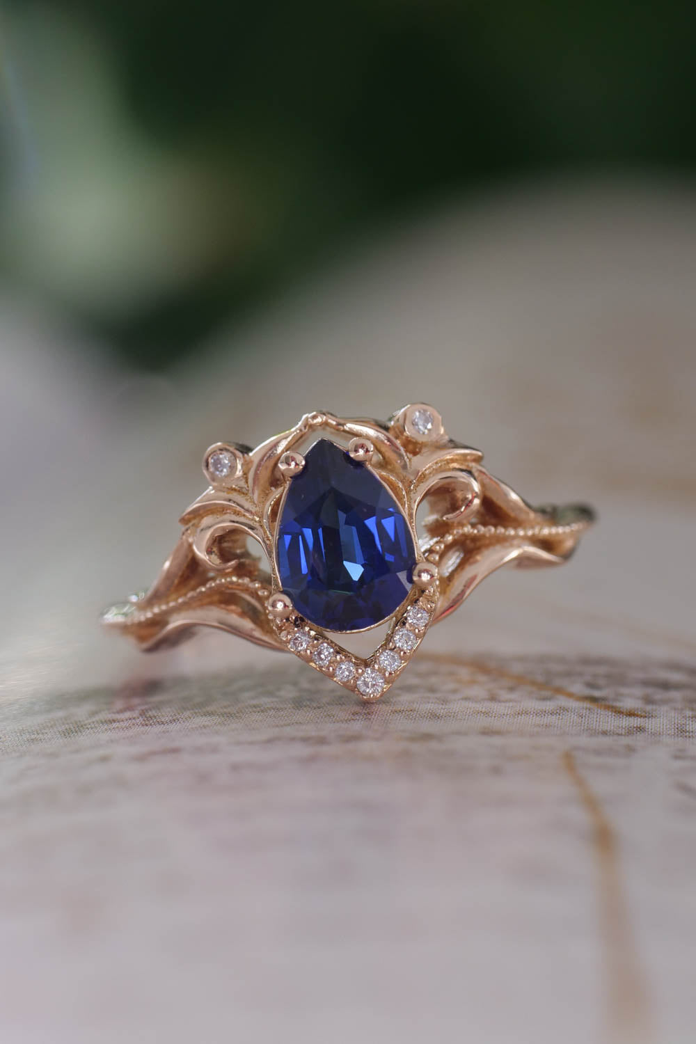 engagement ring with sapphire