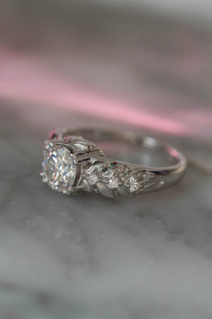 READY TO SHIP: Silvestra in 14K white gold, moissanite 6mm, moissanites, RING SIZE 6 US - Eden Garden Jewelry™