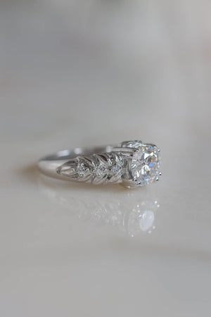 READY TO SHIP: Silvestra in 14K white gold, moissanite 6mm, moissanites, RING SIZE 6 US - Eden Garden Jewelry™