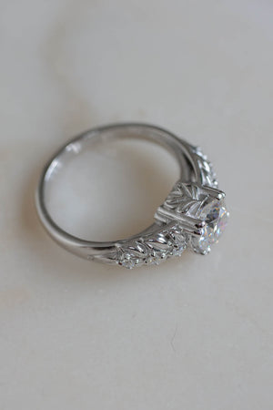 READY TO SHIP: Silvestra in 14K white gold, moissanite 6mm, moissanites, RING SIZE 6 US - Eden Garden Jewelry™