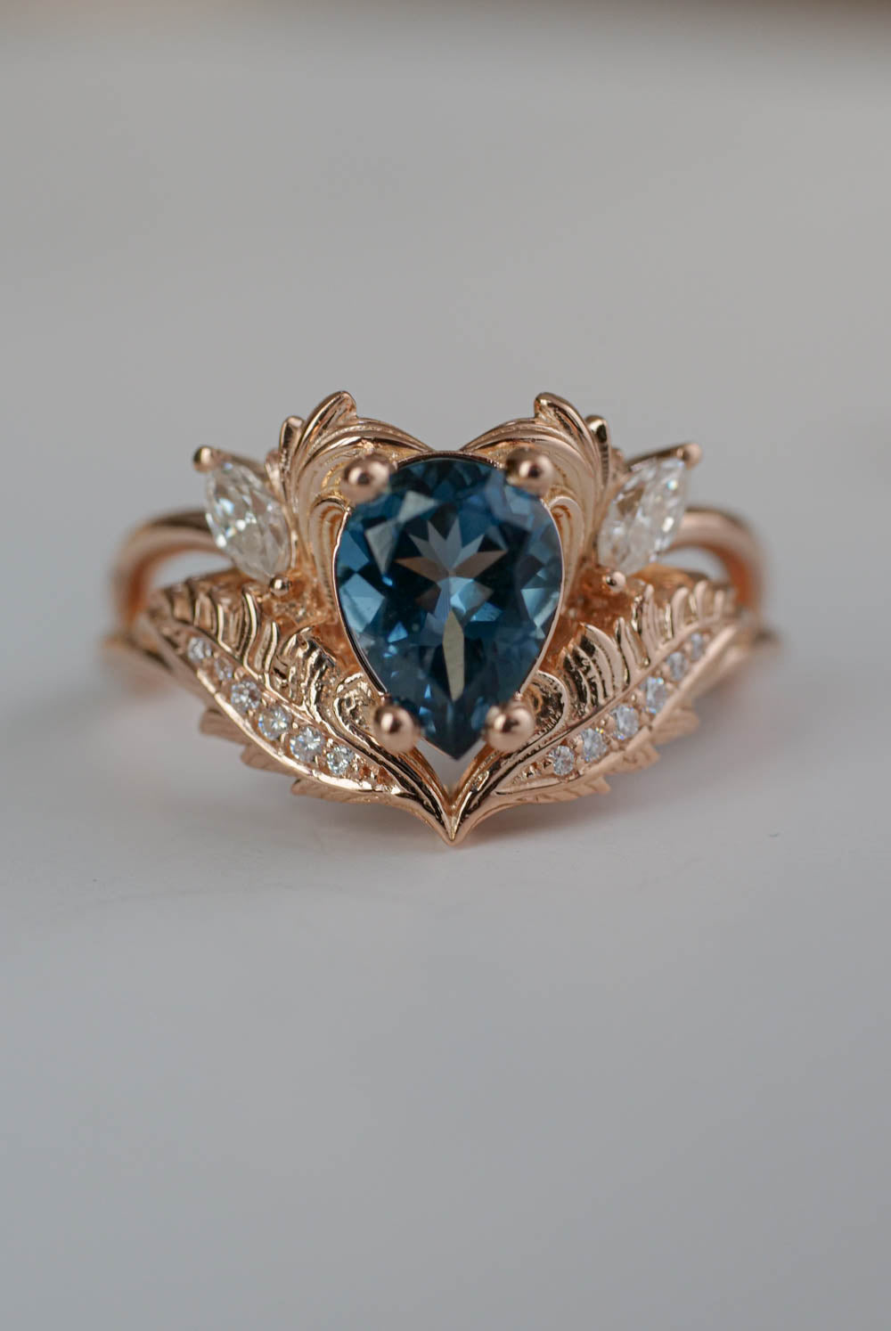 Vintage inspired rings with blue topaz / Adonis - Eden Garden Jewelry™