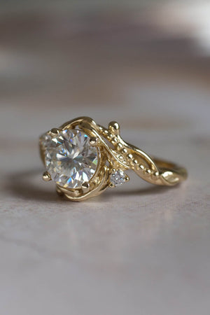 Moissanite engagement ring, yellow gold / Undina - Eden Garden Jewelry™