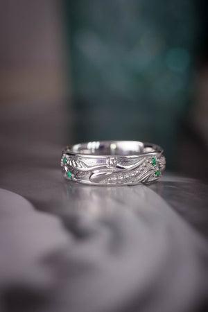 Nature inspired wedding band for man / Callisto - Eden Garden Jewelry™