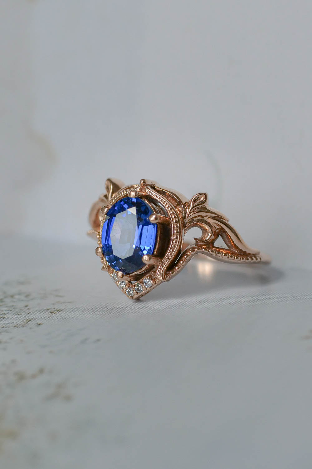 Lab sapphire engagement ring / Lida oval - Eden Garden Jewelry™