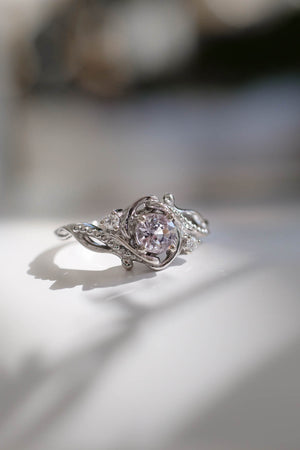 Pink sapphire engagement ring with diamonds / Undina - Eden Garden Jewelry™