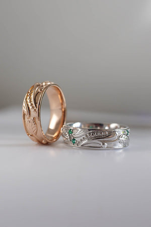 Nature inspired wedding band for man / Callisto - Eden Garden Jewelry™