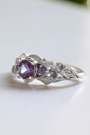 Nature inspired alexandrite engagement ring / Japanese Maple - Eden Garden Jewelry™