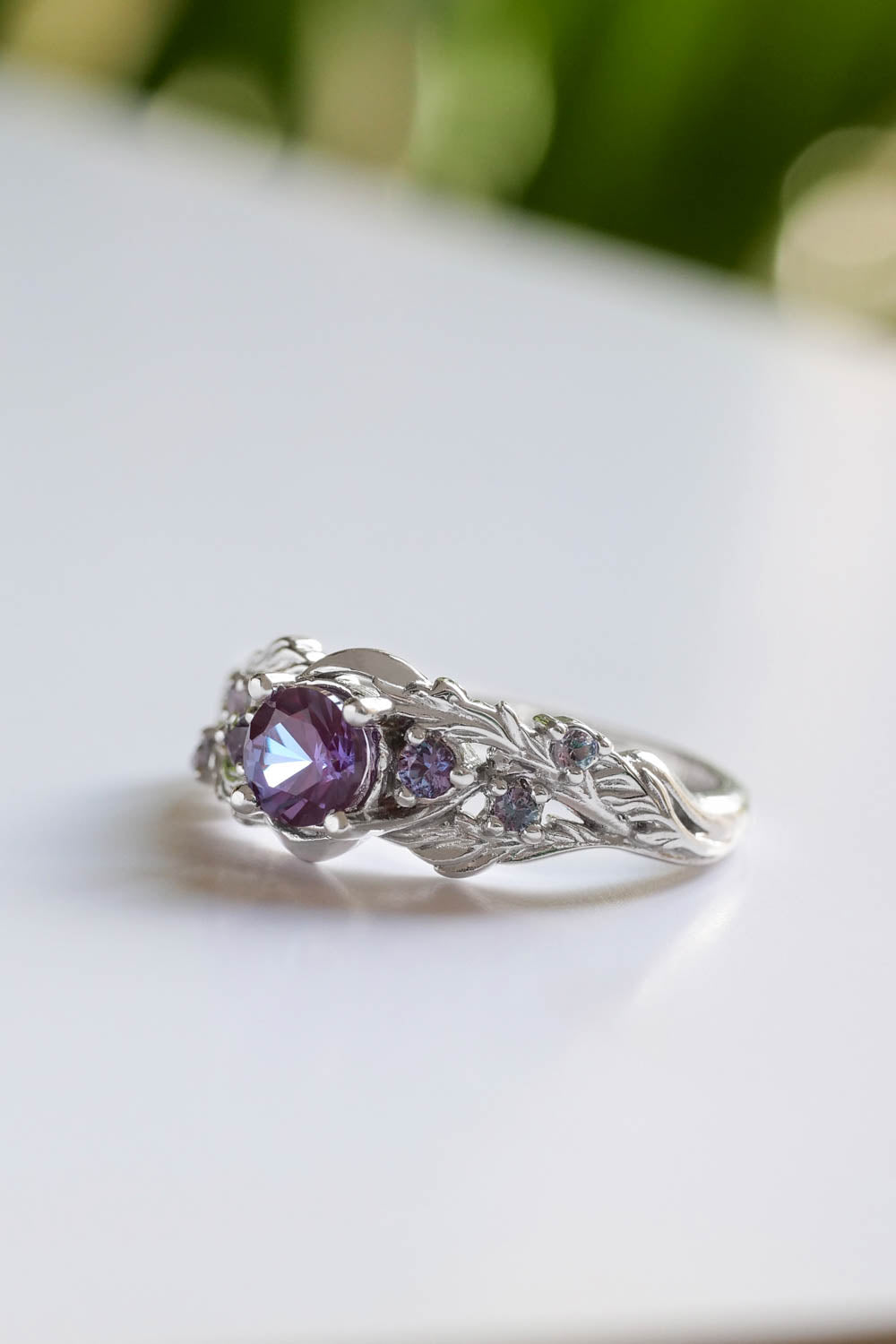 Nature inspired alexandrite engagement ring / Japanese Maple - Eden Garden Jewelry™