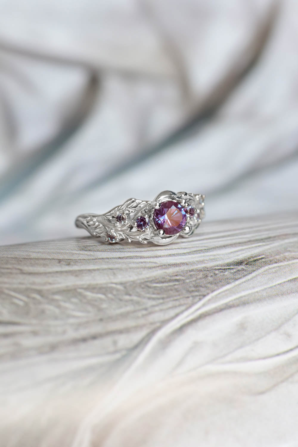 Alexandrite ring set for engagement / Japanese Maple - Eden Garden Jewelry™