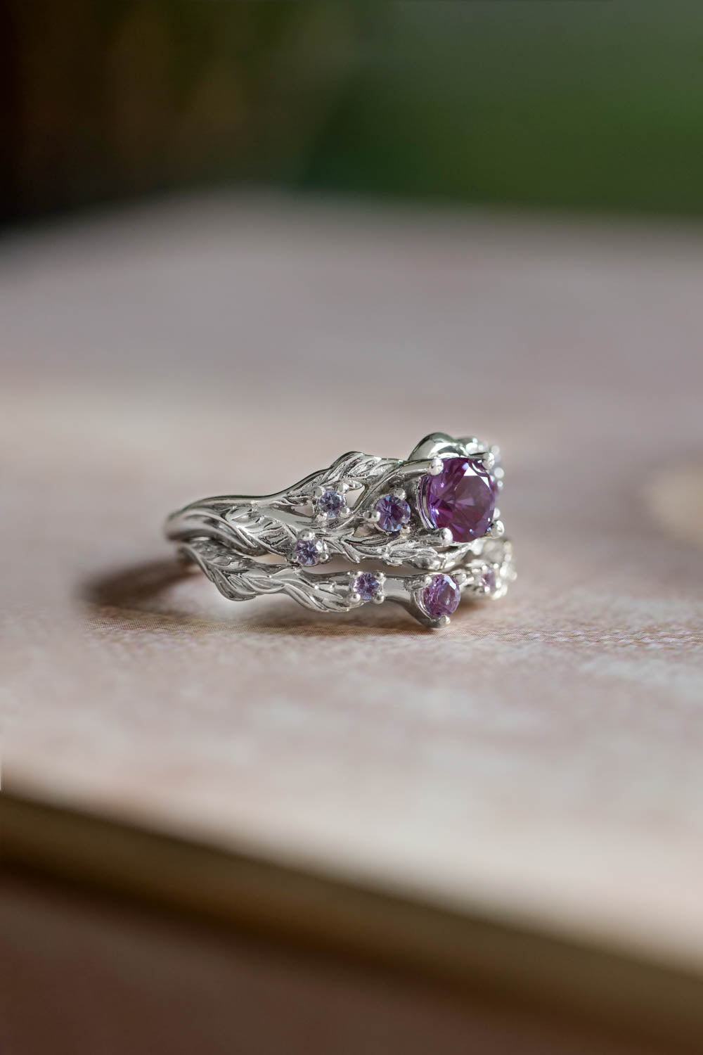 Nature inspired alexandrite engagement ring / Japanese Maple - Eden Garden Jewelry™