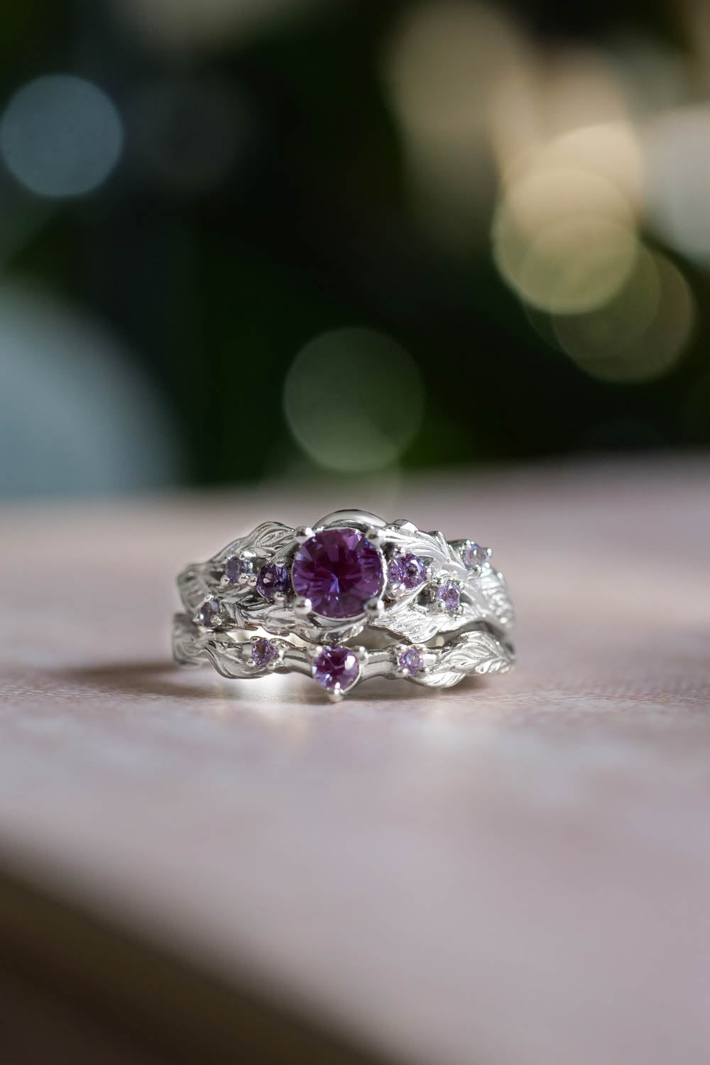 Nature inspired alexandrite engagement ring / Japanese Maple - Eden Garden Jewelry™