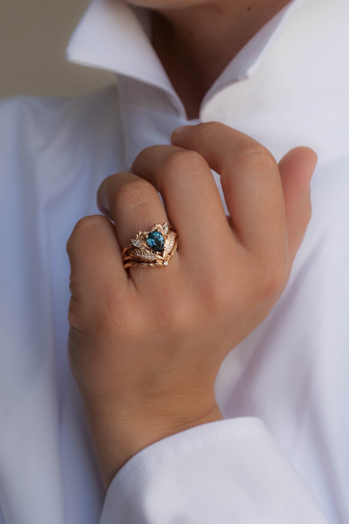 London blue topaz engagement ring in rose gold  / Adonis - Eden Garden Jewelry™