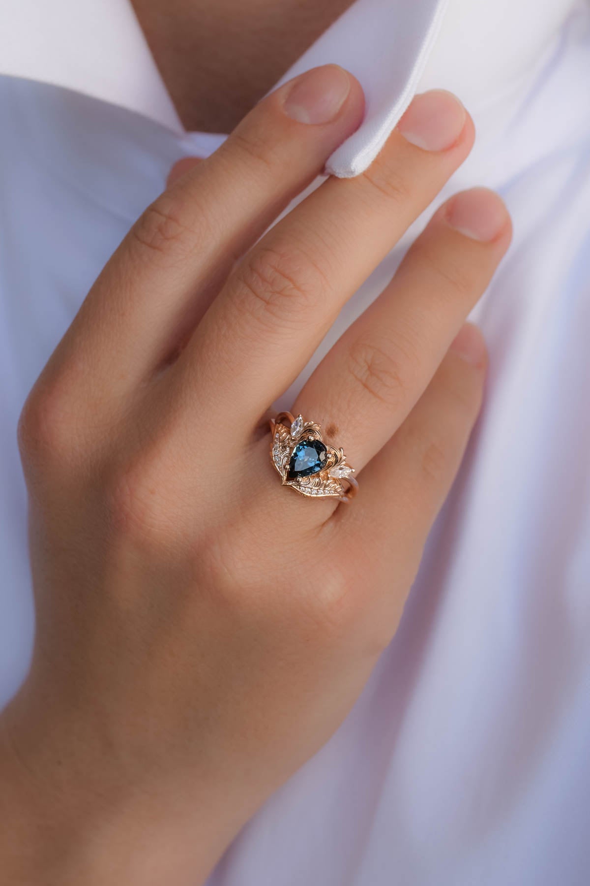 Vintage inspired rings with blue topaz / Adonis - Eden Garden Jewelry™