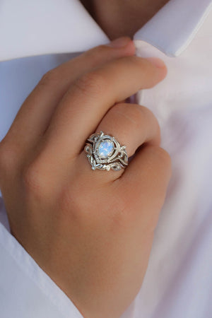 Moonstone engagement ring set / Lida - Eden Garden Jewelry™