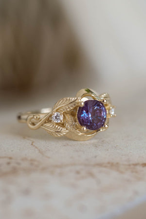 Alexandrite engagement ring, colour changing stone ring / Azalea - Eden Garden Jewelry™