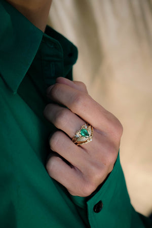 Natural emerald and diamonds ring  / Adonis - Eden Garden Jewelry™