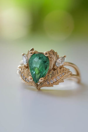 Natural emerald and diamonds ring  / Adonis - Eden Garden Jewelry™