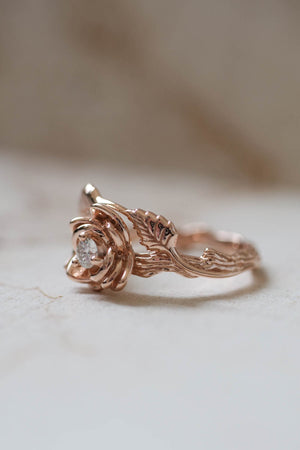 Floral engagement ring in rose gold / Blooming Rose - Eden Garden Jewelry™