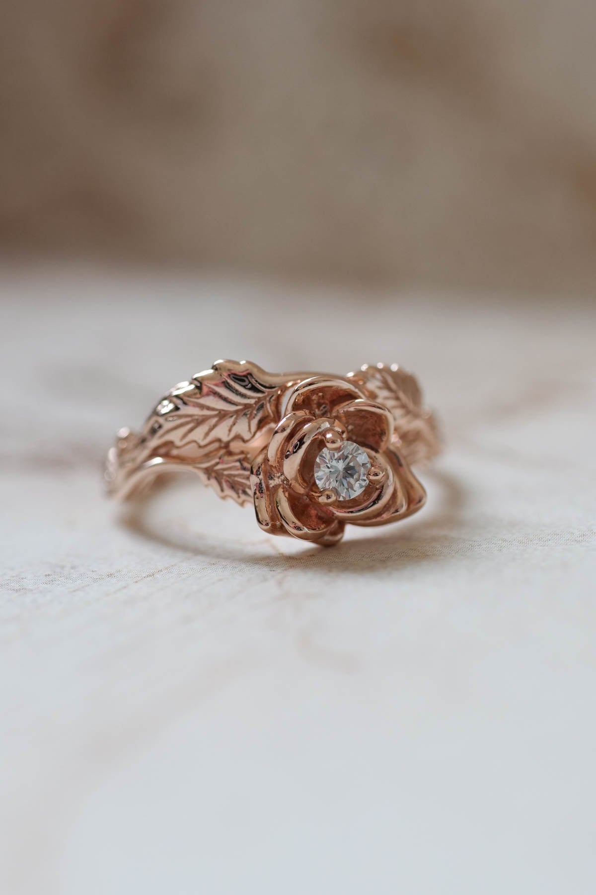 Floral engagement ring in rose gold / Blooming Rose - Eden Garden Jewelry™