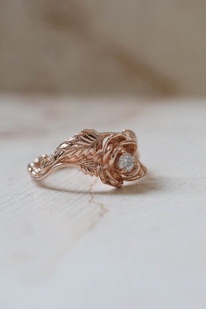 Floral engagement ring in rose gold / Blooming Rose - Eden Garden Jewelry™