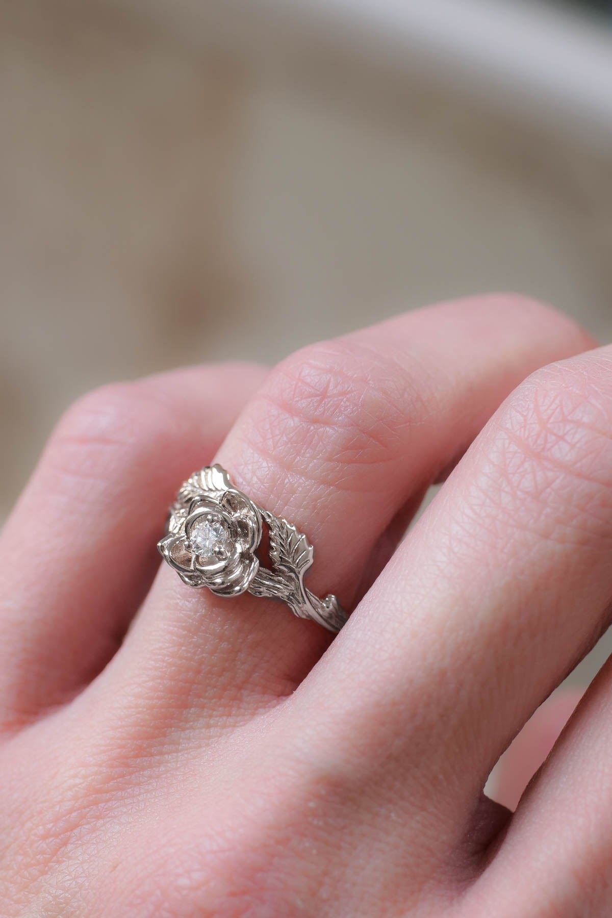 Rose flower engagement ring | Choose a gemstone for your custom ring - Eden Garden Jewelry™