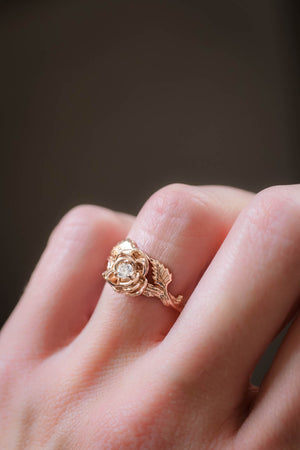 Rose flower engagement ring | Choose a gemstone for your custom ring - Eden Garden Jewelry™