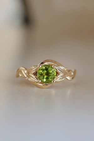 Nature proposal ring with peridot, leaves ring / Azalea - Eden Garden Jewelry™