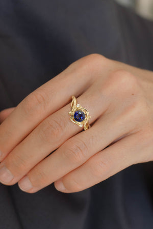 Fantasy engagement ring with blue lab sapphire / Undina - Eden Garden Jewelry™