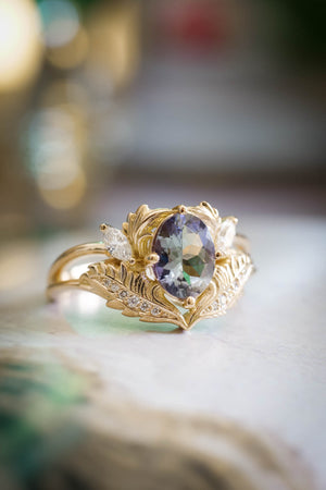 Unique gemstone engagement ring, tanzanite gold ring / Adonis - Eden Garden Jewelry™