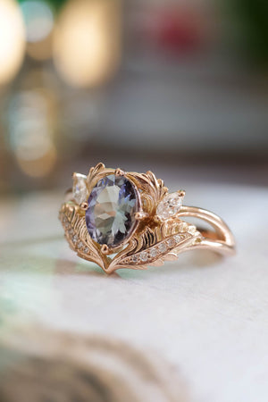 READY TO SHIP: Adonis in 14K rose gold, natural oval bi-color tanzanite 8x6 mm, diamonds, RING SIZE 8.25 US - Eden Garden Jewelry™