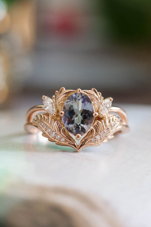 Unique gemstone engagement ring, tanzanite gold ring / Adonis - Eden Garden Jewelry™