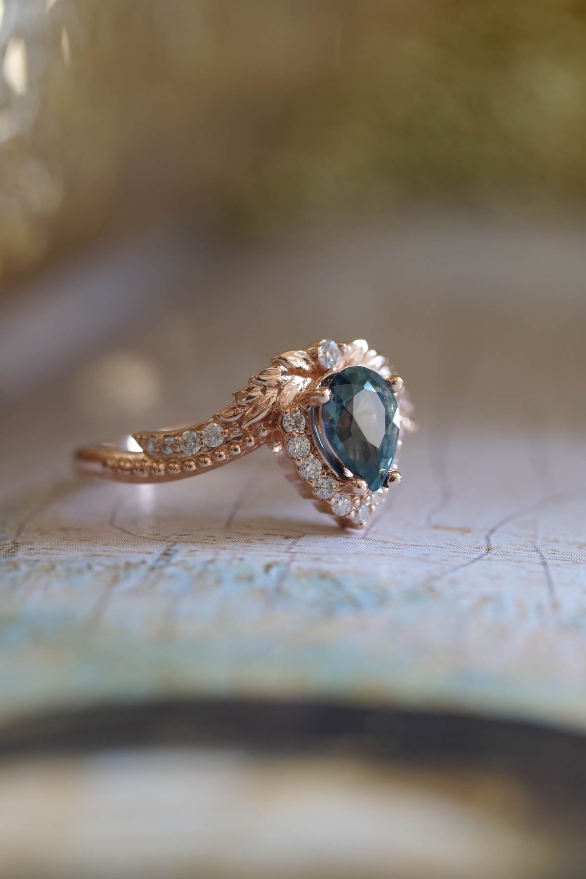 Montana blue sapphire engagement ring, alternative proposal ring / Lyonella - Eden Garden Jewelry™