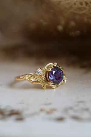 Color-changing alexandrite engagement ring, purple stone ring / Undina - Eden Garden Jewelry™