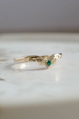 Ivy wedding band with lab emerald, matching ring for Ariadne - Eden Garden Jewelry™