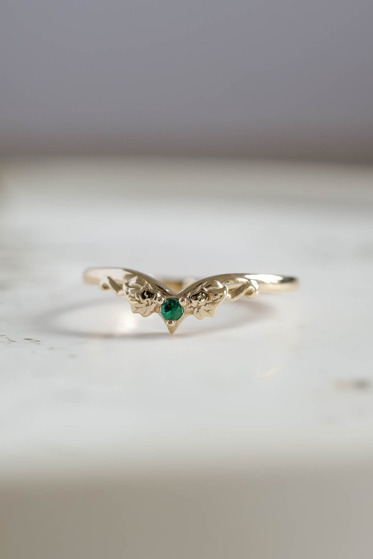 Ivy wedding band with lab emerald, matching ring for Ariadne - Eden Garden Jewelry™