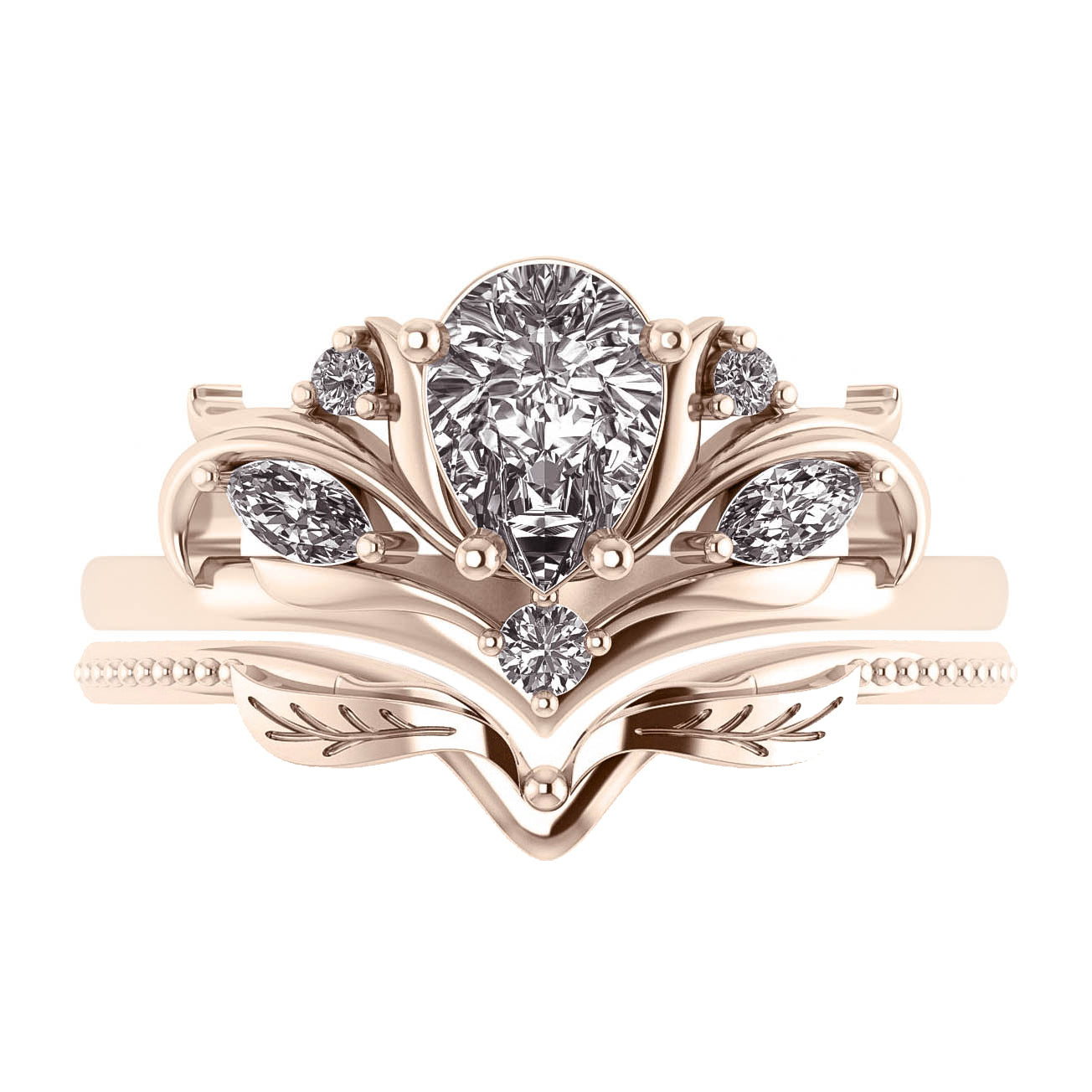 Swanlake | engagement ring setting for pear cut gemstone - Eden Garden Jewelry™