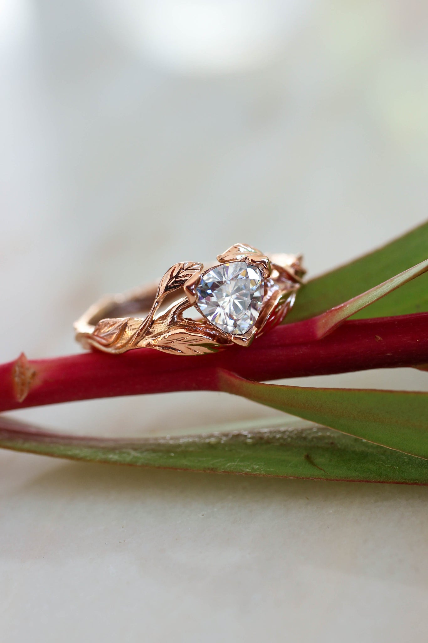 Clematis | branch engagement ring setting, trillion gemstone - Eden Garden Jewelry™