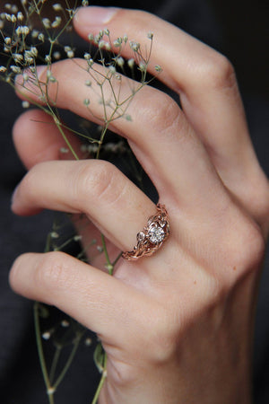 Tilia | leaf engagement ring setting, round 5 mm - Eden Garden Jewelry™