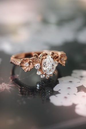 Adelina | floral engagement ring setting with half-halo - Eden Garden Jewelry™