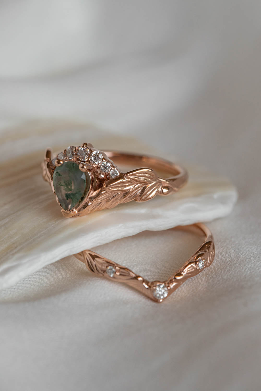 Palmira Crown | custom bridal ring set with pear cut gemstone 7x5 mm - Eden Garden Jewelry™