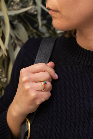 Cluster engagement ring, gold nature inspired ring with marquise cut gemstones / Strelitzia - Eden Garden Jewelry™