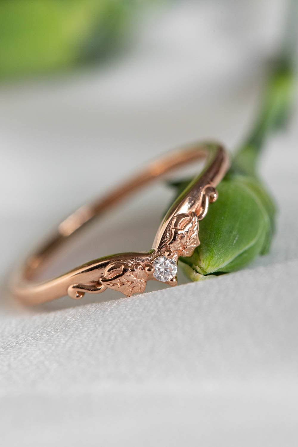 Salt and pepper diamond bridal ring set, nature inspired rose gold engagement and wedding rings / Ariadne - Eden Garden Jewelry™