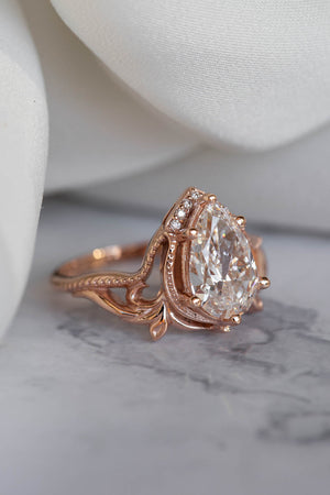 2 carat lab grown diamond engagement ring, statement rose gold ring with diamonds  / Lida - Eden Garden Jewelry™